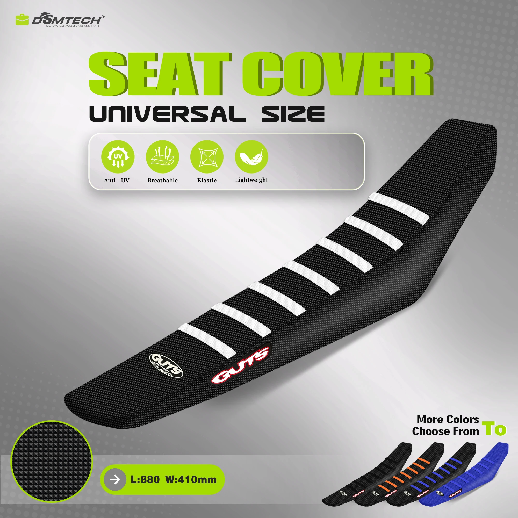 

DSMTECH Universal Ribbed Seat Cover Rubber Soft Non-slip For Honda Yamaha Suzuki Kawaski Dirt Bike Off Road Accessories