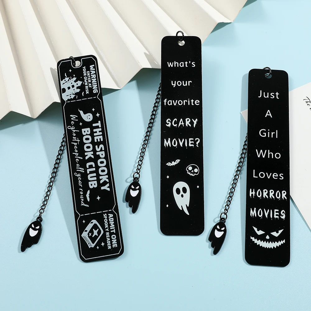 Creative Halloween themed bookmark - Black stainless steel bookmark, a reading gift for readers, a gift for horror enthusiasts