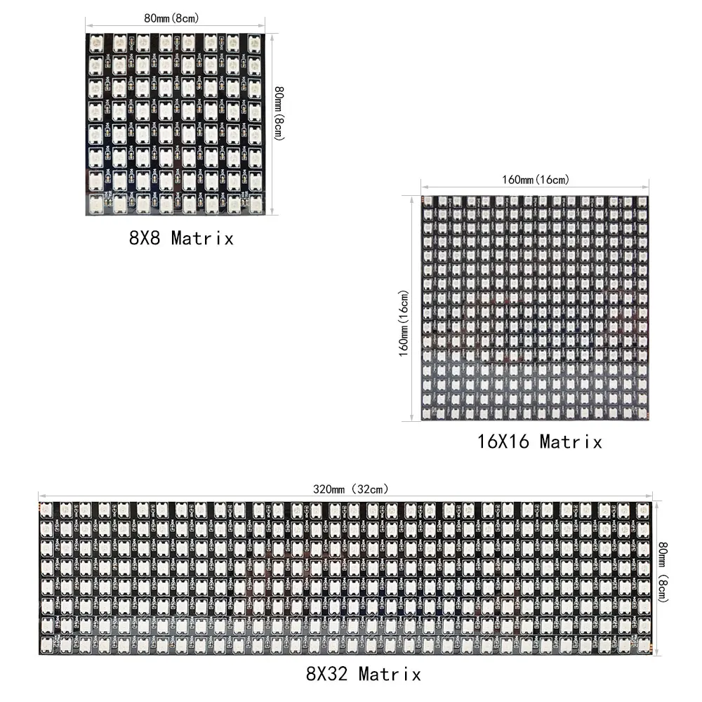 WS2812B Individuell adressierbare digitale flexible Panel-Leuchte WS2812 IC RGB LED 8x8 16x16 8x32 Pixel Modul Matrix Bildschirm DC5V