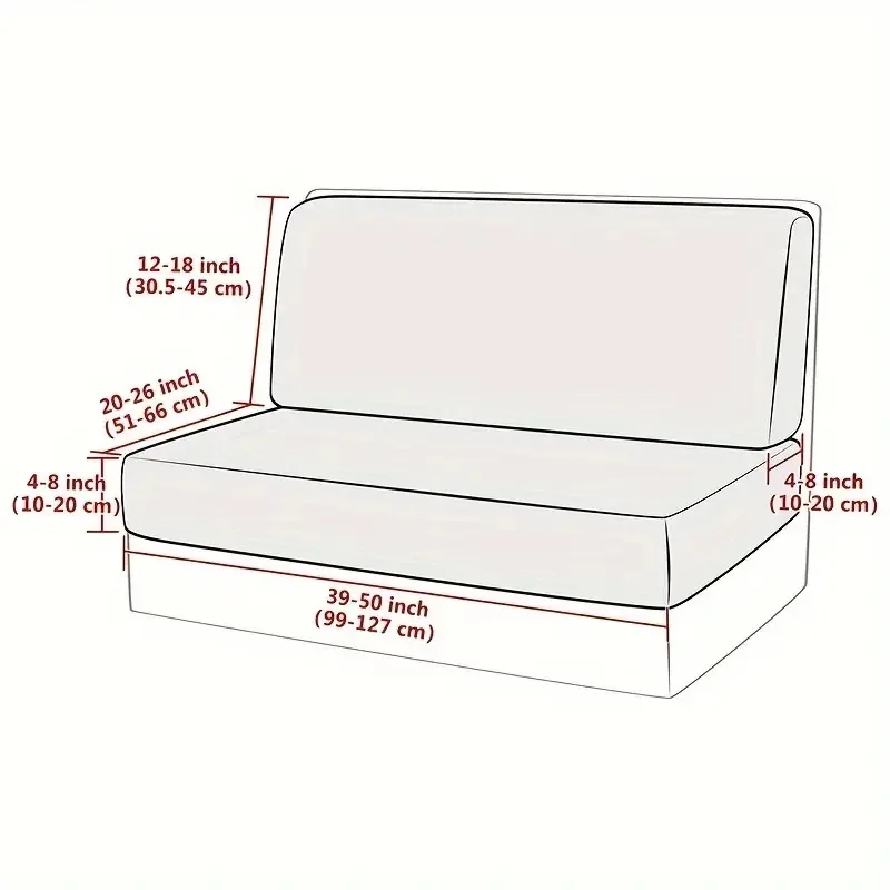 Solid Color Fully Wrapped Elastic Anti-Splash Waterproof Bench Cushion Cover Outdoor Sofa Cushion Cover and Backrest Cover A Set