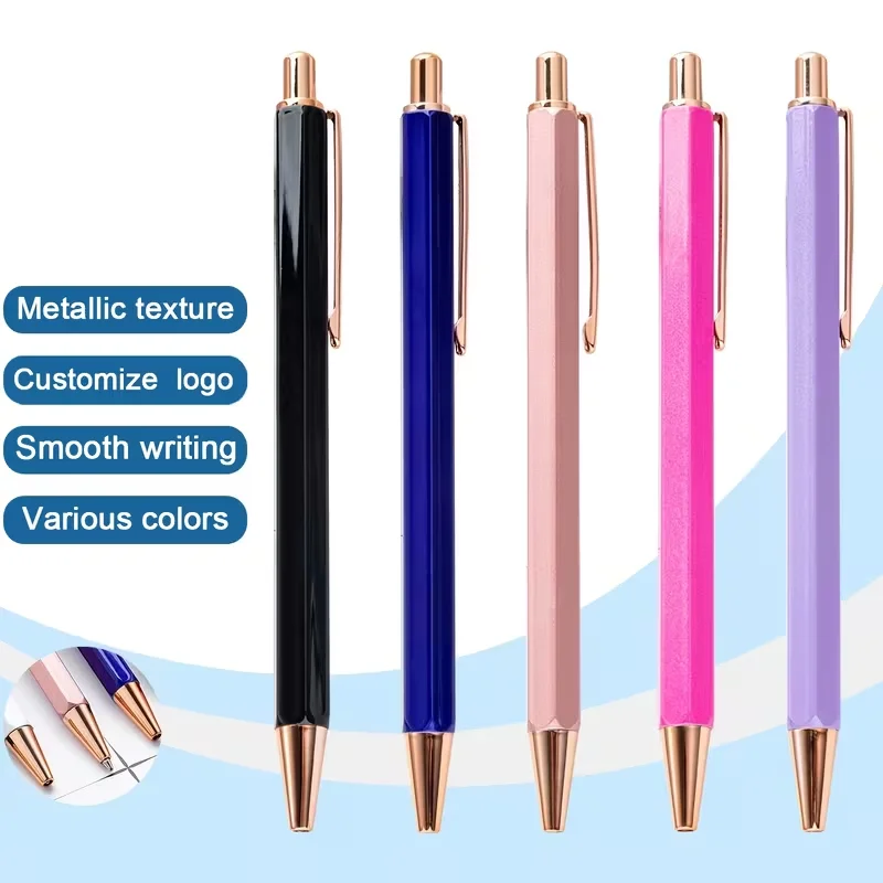 1Pc Hexagonal Retractable Ballpoint Pen, Metal Pen, Laser Engraving, Custom Name/Custom Text/Logo, Personalized Gift for Friends and Classmates, Unique Stationery Gift for Both Men and Women, Ideal Pen for Office, University, Signature, and Journaling, Personalized Ballpoint Pen for Wedding Favors, Business Advertising, Team Gifts, and Party Souvenirs