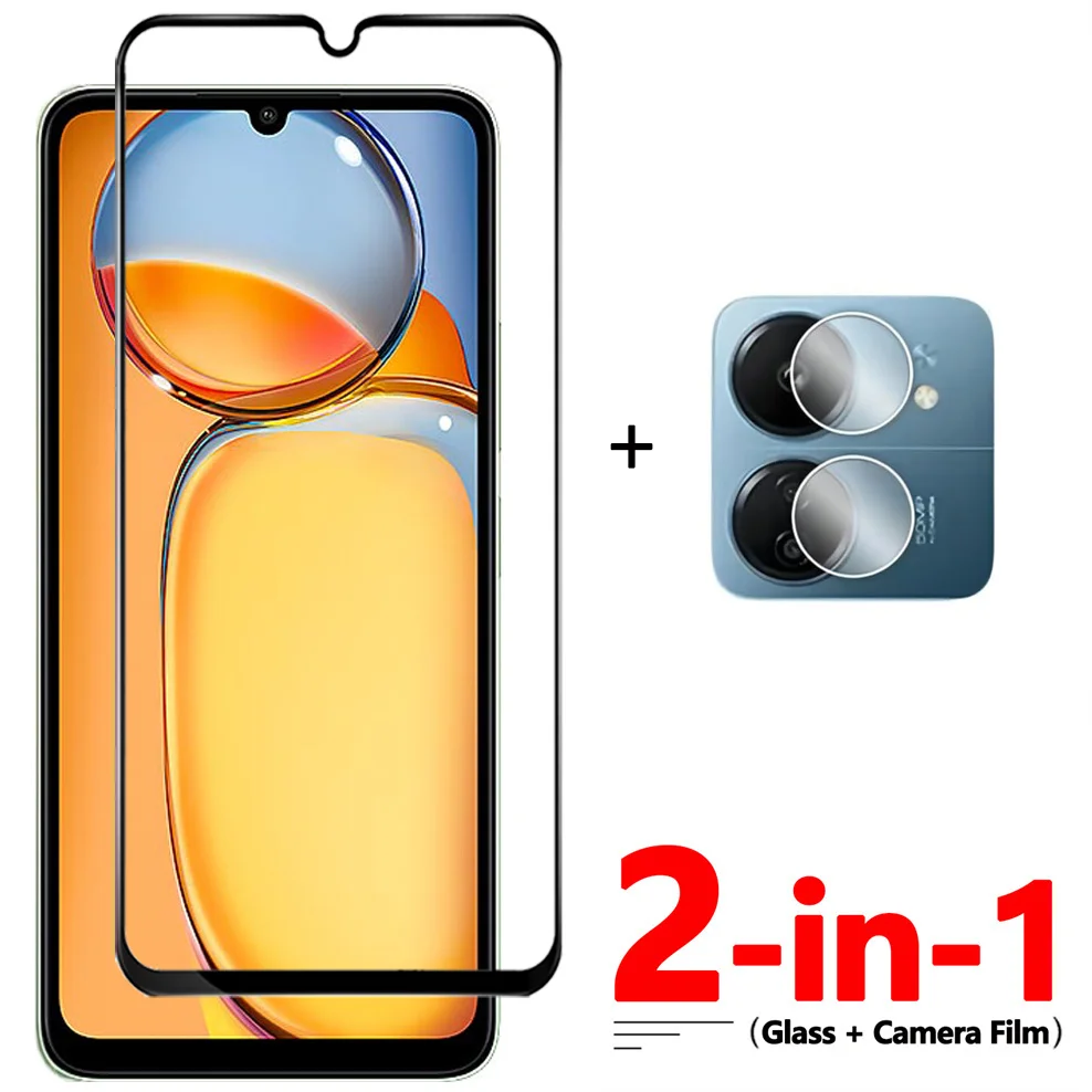 

2-in-1, 9D Glass + Camera Film for Redmi-13C 12C 10C 9C NFC Tempered Glass Poco C65 Xiaomi Redmi 13 C Screen Protector Redmi 13C