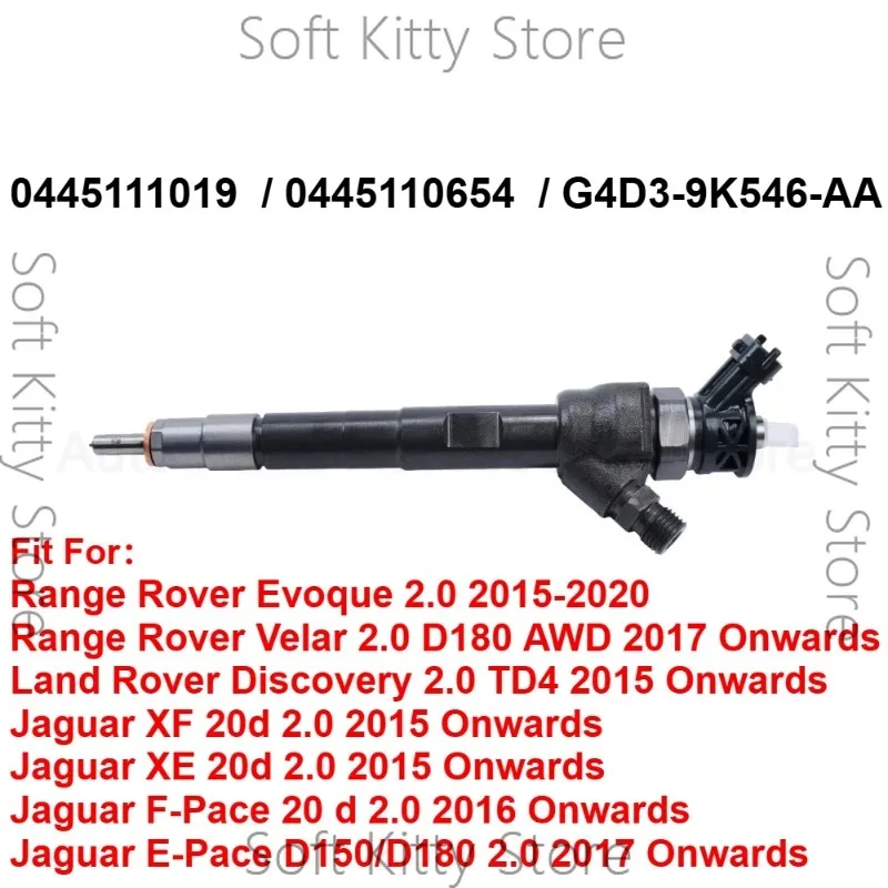 For Jaguar XE XF E- F-Pace Land Rover Discovery Evoque 204DTD 2.0 TD4 2015-2020 New Diesel Fuel Injector 0445110654 0445111019