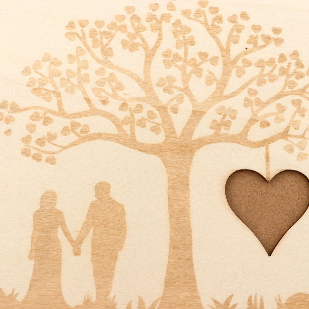 

Wooden Guest Book for Wedding Stylish Sign Romantic Bamboo Design Attendance Journal Space for Messages 12x12cm