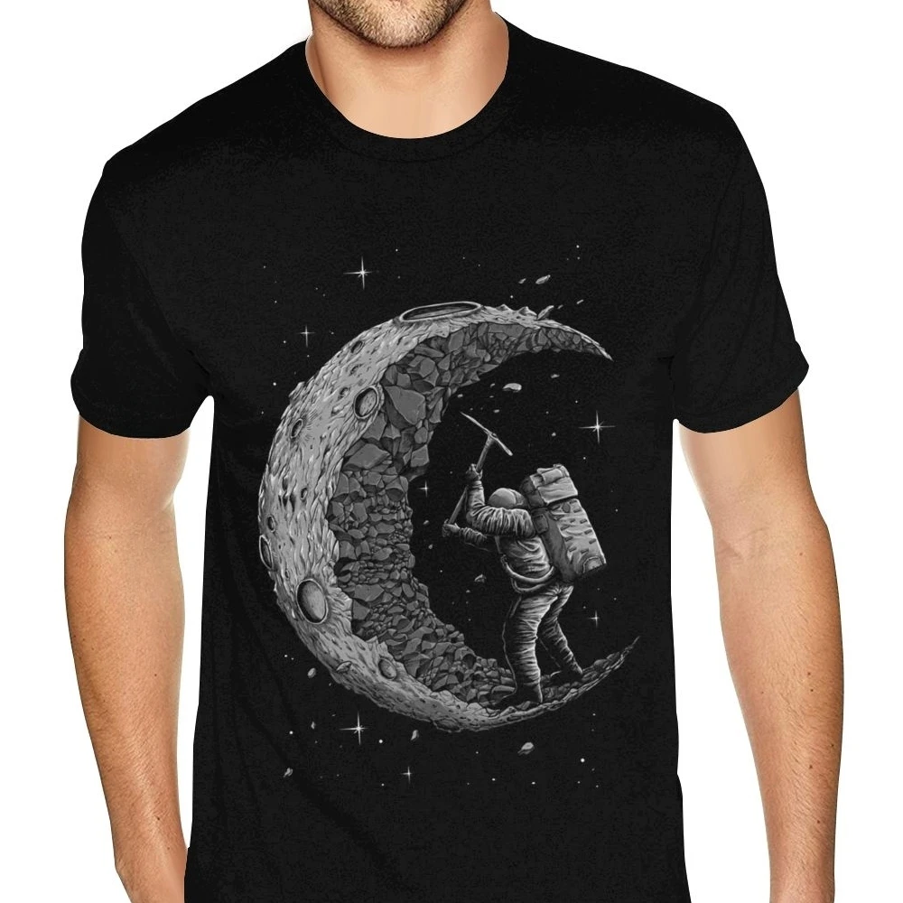 

Men Boys Harajuku Black T Shirt Custom Cotton Men Tops & Tees Design Funny Irish Digging The Moon harajuku men clothing