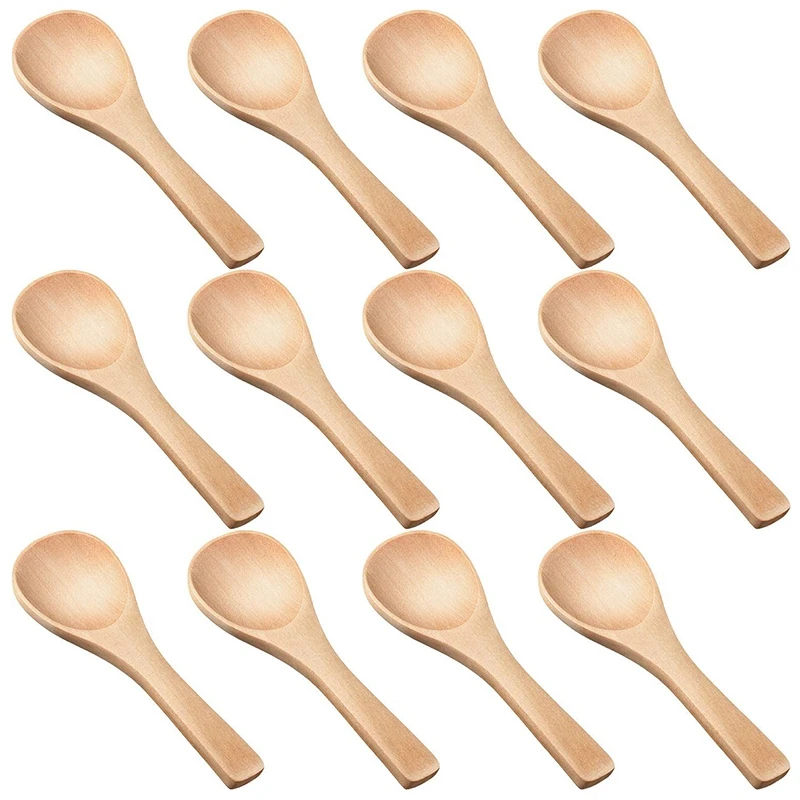 

40 Pieces Mini Wooden Spoon Mini Tasting Spoon Seasoning Kitchen Cooking Seasoning (Natural Wood Color)