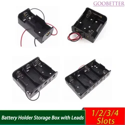 1Pcs 1x 2x 3x 4x NO.2 Type C Battery Holder Storage Box With Lead 1 2 3 4 Slot Type C Battery Container Power Box For DIY 3/4/6V