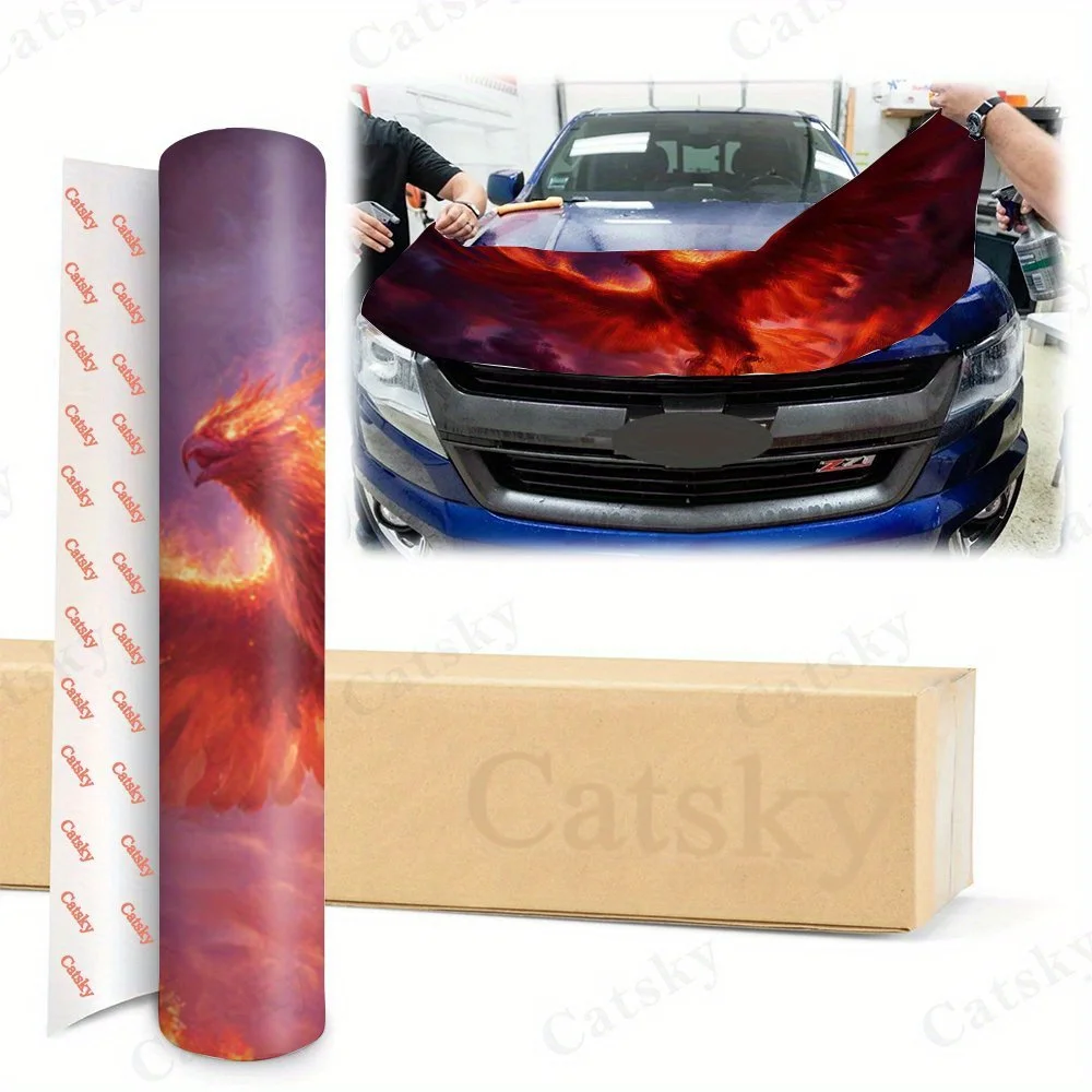فينيكس مع غطاء محرك السيارة الرائد الناري غطاء محرك السيارة الفينيل يلتف ملصق ، ملصق حماية خارجي للسيارات ، سيارة ذاتية اللصق مقاومة للماء p