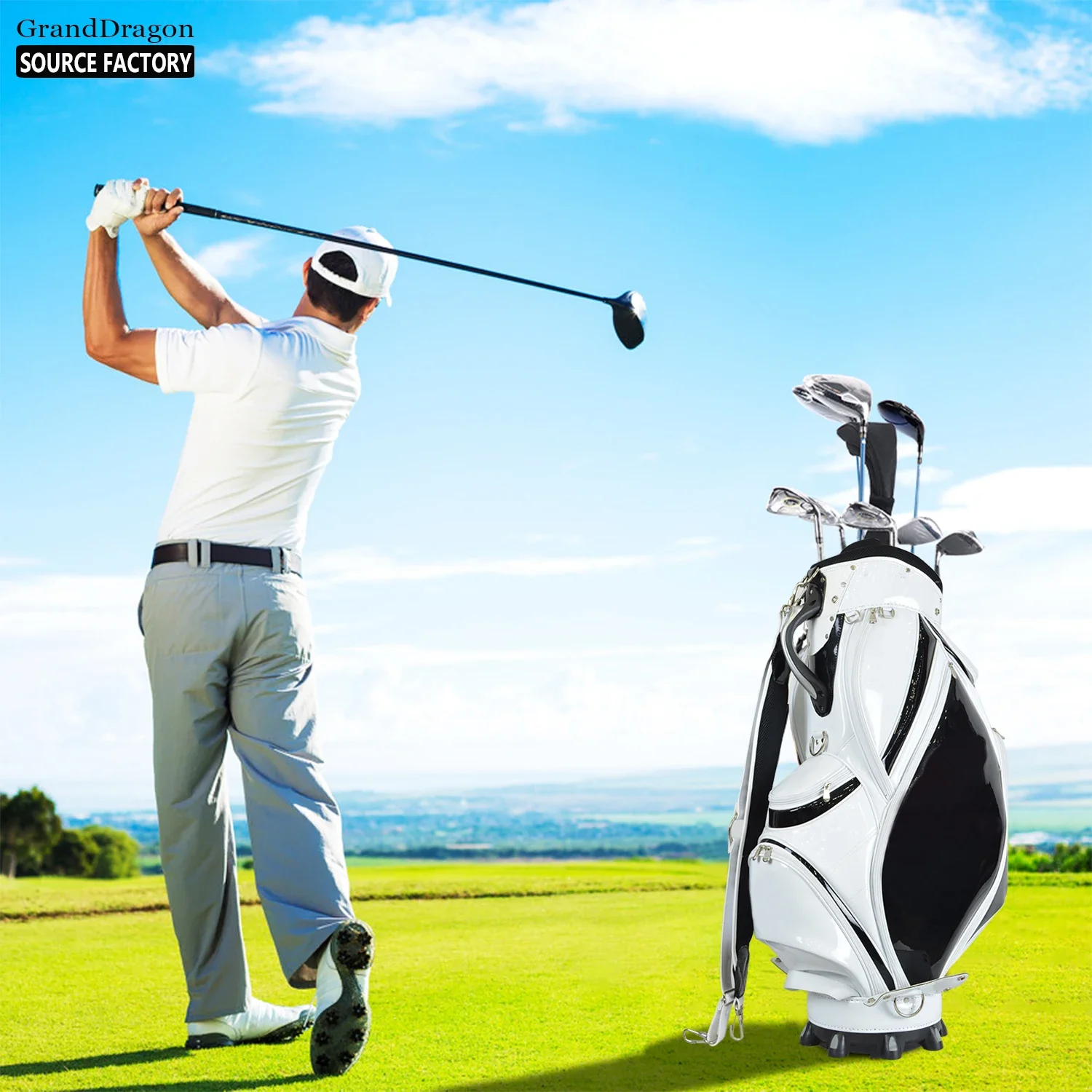 Manufacturer Supplier personalized customized 6 ways  pu leather golf stand  tour bag