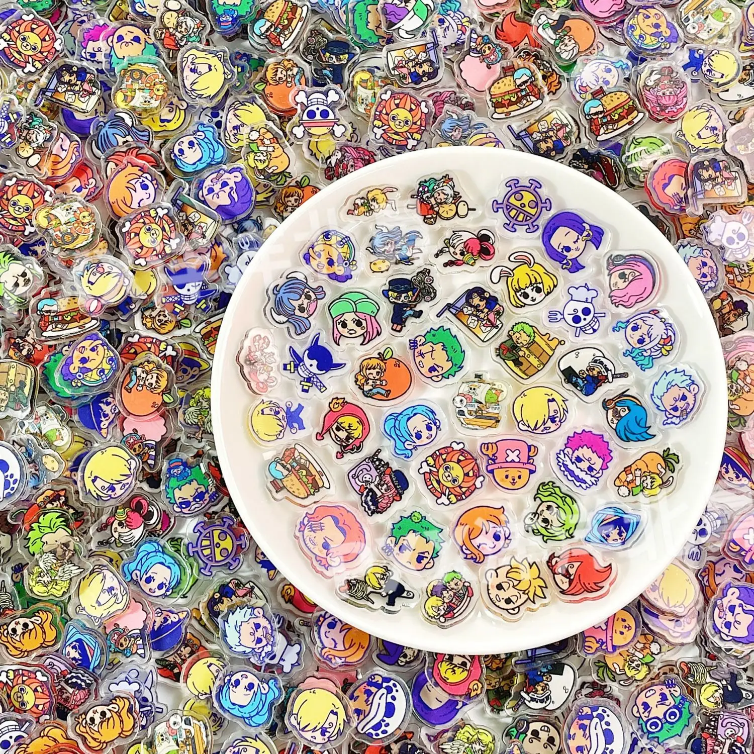 2cm 100Pcs One Piece Acrylic Charms DIY Hair Clips Fridge Magnets Phone Case Decor Handmade Craft Accessories Fun Anime Gift - view 6