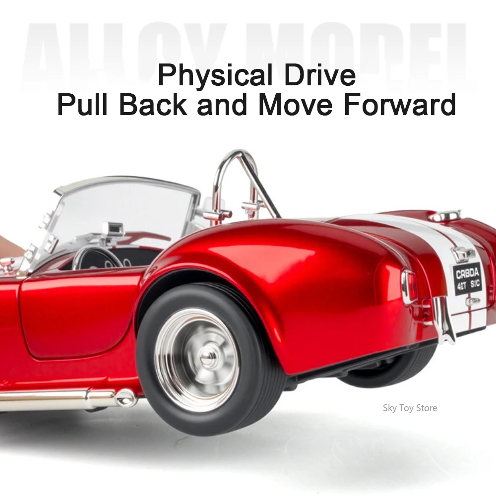 1:24 shelby cobra 500k brinquedos em miniatura carro modelo de liga fundida roda dianteira direção som luz puxar para trás carros vintage meninos presentes