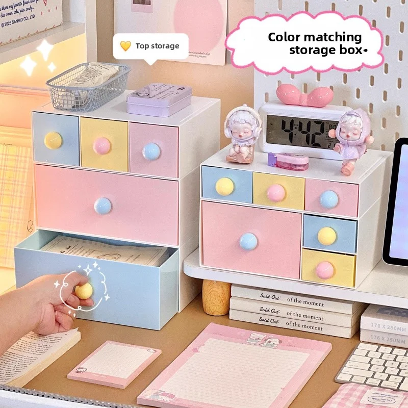 

Cute Desk Organizer Drawer For Girl Woman Kawaii Plastic Office Table Organizer Stationery Storage Box Container For Home School