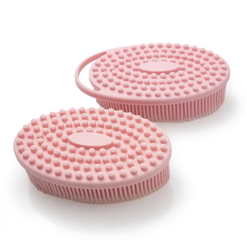 Exfoliating Silicone Body Brush,2 in 1 Bath and Shampoo Brush,Wet and Dry Scalp Massager,Premium Silicone Loofah,Lathers Well