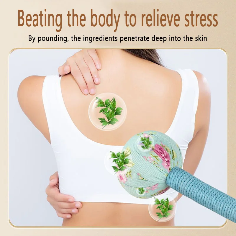 

Massage Hammer Long Herbal Wormwood Muscle Relaxation Tool - Lymphatic Massage Muscle Shoulder Neck Pain Relief Stress Reduction