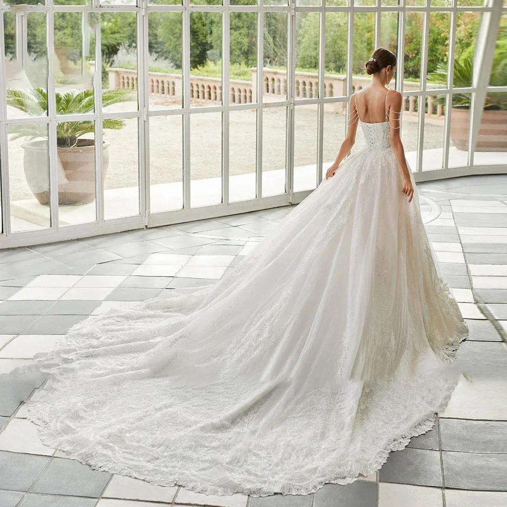 

Customize Glitter Sweetheart collar Wedding Dresses Ball Gown Spaghetti Straps Sleeveless Beaded Vestidos De Novia