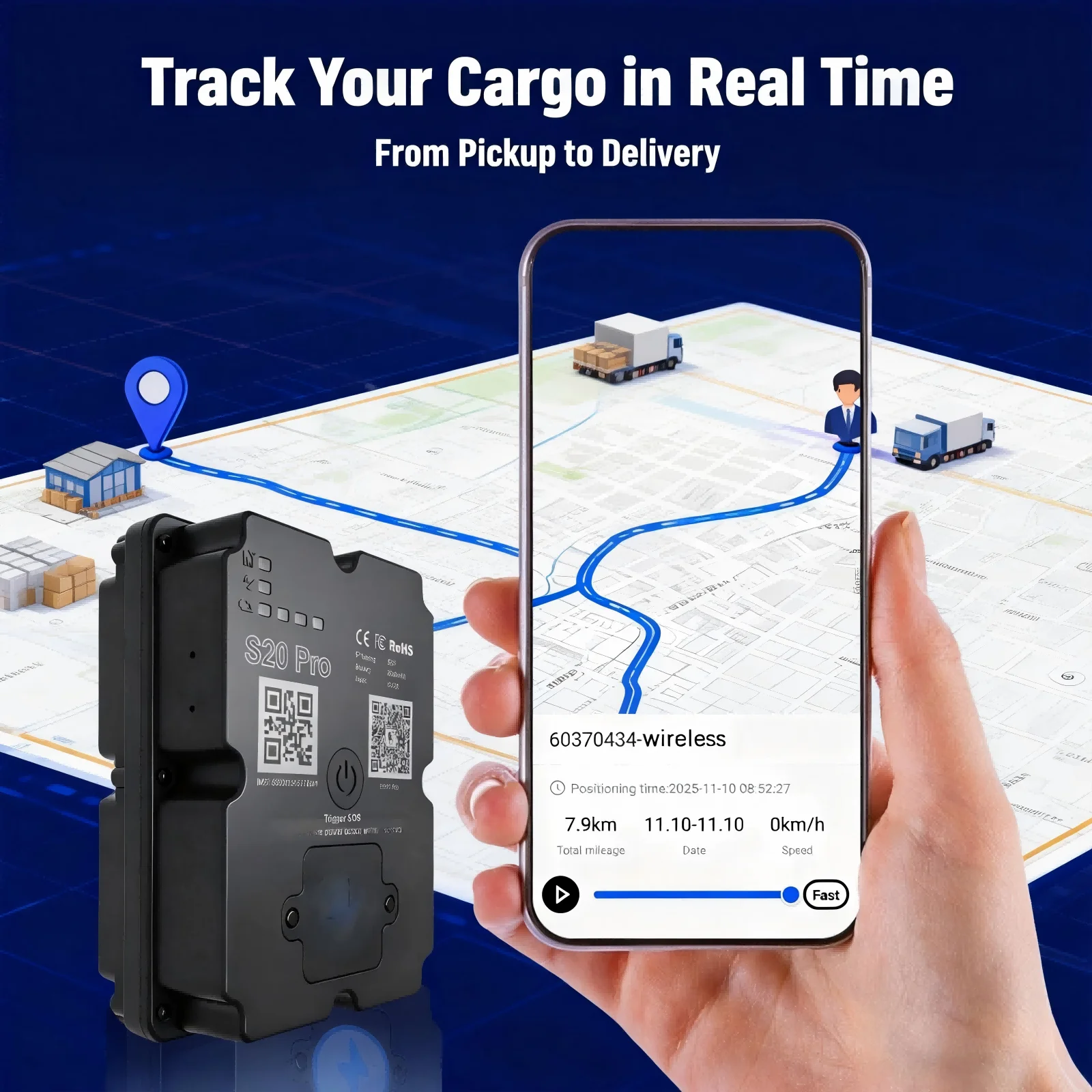 4G GPS Tracker for Cargo & Transport, Real-Time Shipment Tracking, 30+ Days Battery, Portable Wireless GPS with Alerts view 2