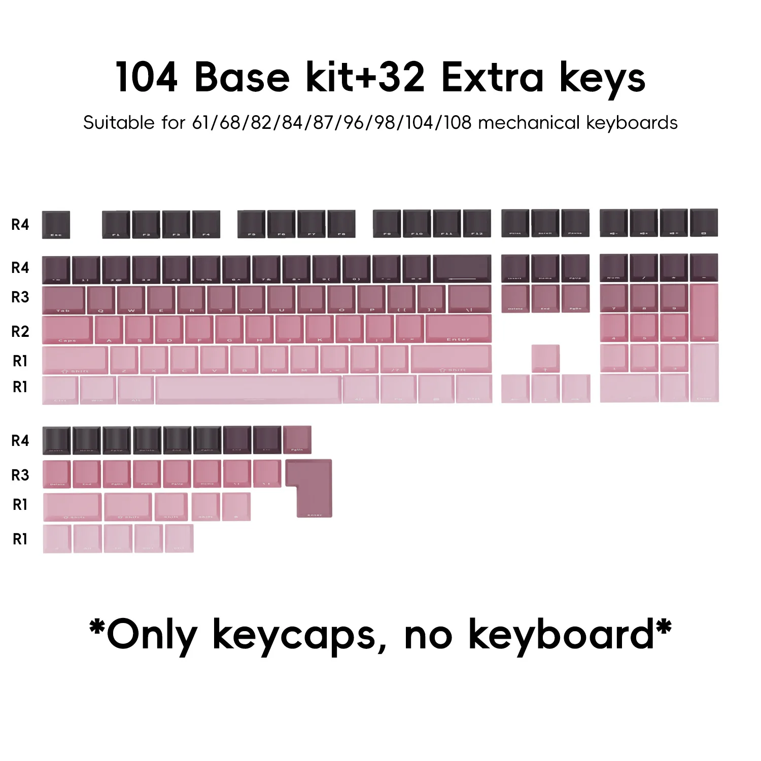 

MK870 градиентные прозрачные OEM высококачественные механические колпачки для клавиш с боковым открытием, полный набор для механических клавиатур