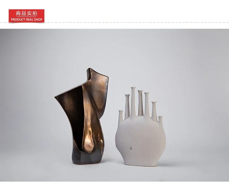 Sonata Greek ceramic white flower ornament, creative ceramic handicraft flower vase