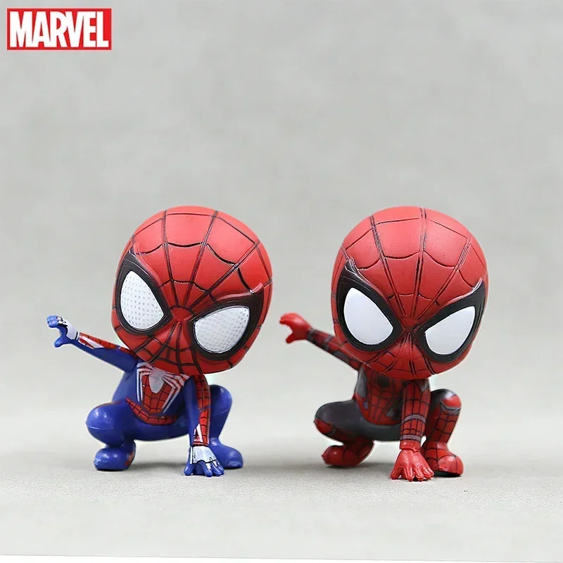 Marvel Anime Movies Spiderman Toy Figures Cartoon Anime Marvel Hero Model Doll Cute Childer Kids Tabletop Toys Birthday Gifts