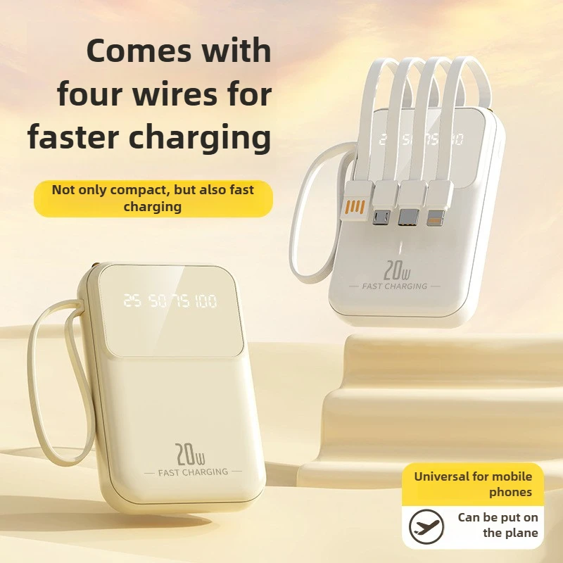 Mini Large-capacity Power Bank, 20000mAh Fast-charging Mobile Power Supply