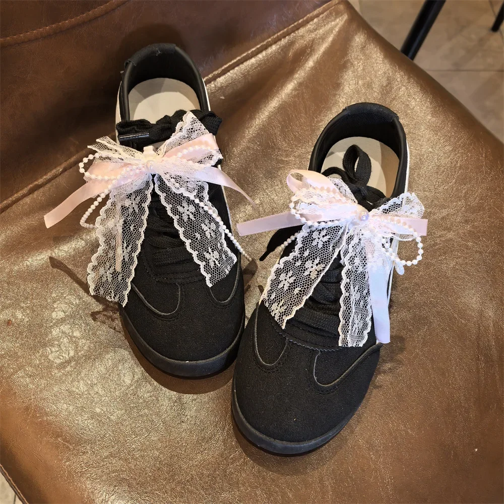 Rosa Perle Schleife Schnürsenkel Anhänger Sneaker Dekoration Anhänger Bär Liebe Schuh Dekoration 2 Stück/4 Stück – Detail 4