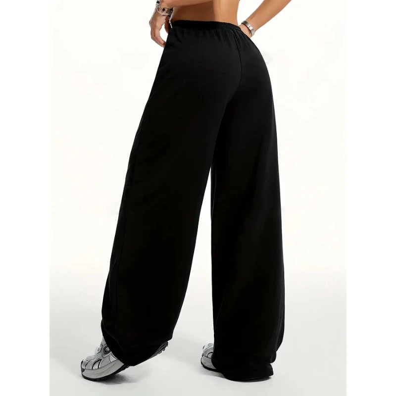 سراويل رياضية - سراويل رياضية بحزام خصر مطاطي غير قابلة للانزلاق، سراويل رياضية مستقيمة الساق لليوجا والجري وملابس الشارع غير الرسمية #2