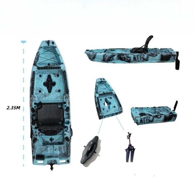 2026 New 2.35 Meter  Modular Angle Kayak Detachable  FIN Pedal Fishing Kayak  Fishing Boat  for One Person Use with