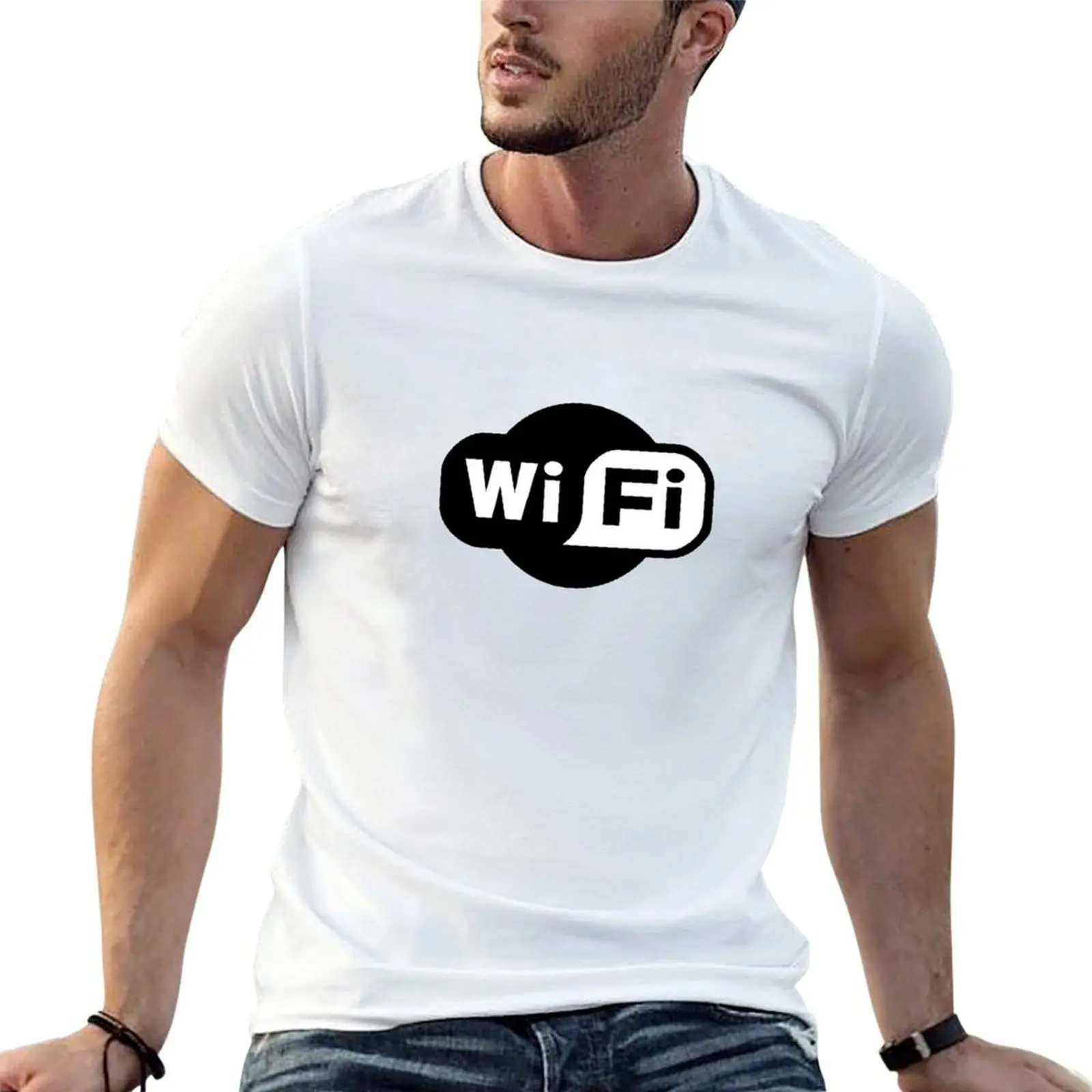 Wi-Fi logo T-Shirt oversizeds shirts graphic tees men tshirt