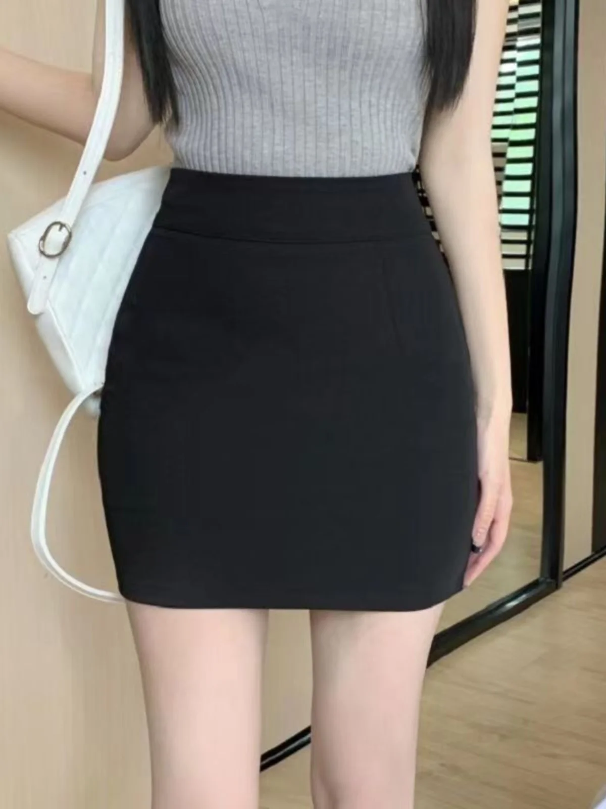 Gonna da abito micro elasticizzata a vita alta da donna ort aderente OL Sle avvolgente intorno alla gonna Silhouette a trapezio adatta ai pendolari