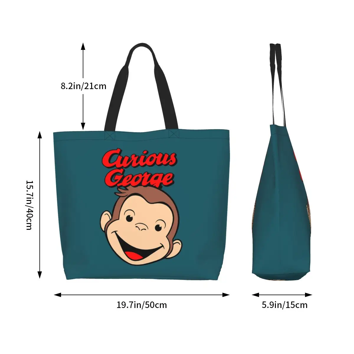 Curious George Manga Grocery Shopping Tote Bag Women Fashion Canvas Shoulder Shopper Bags Large Capacity Handbag