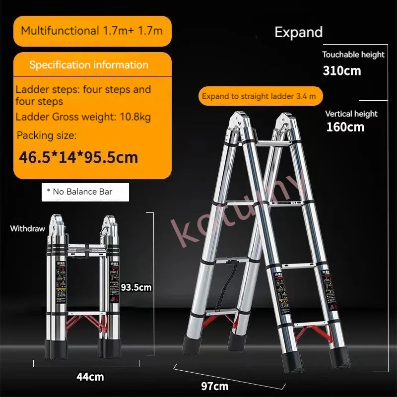 Imagem -05 - Escada Telescópica Dobrável Duplo Uso Escalada Herringbone Stepladder Home Engineering Extensão Step Escadas