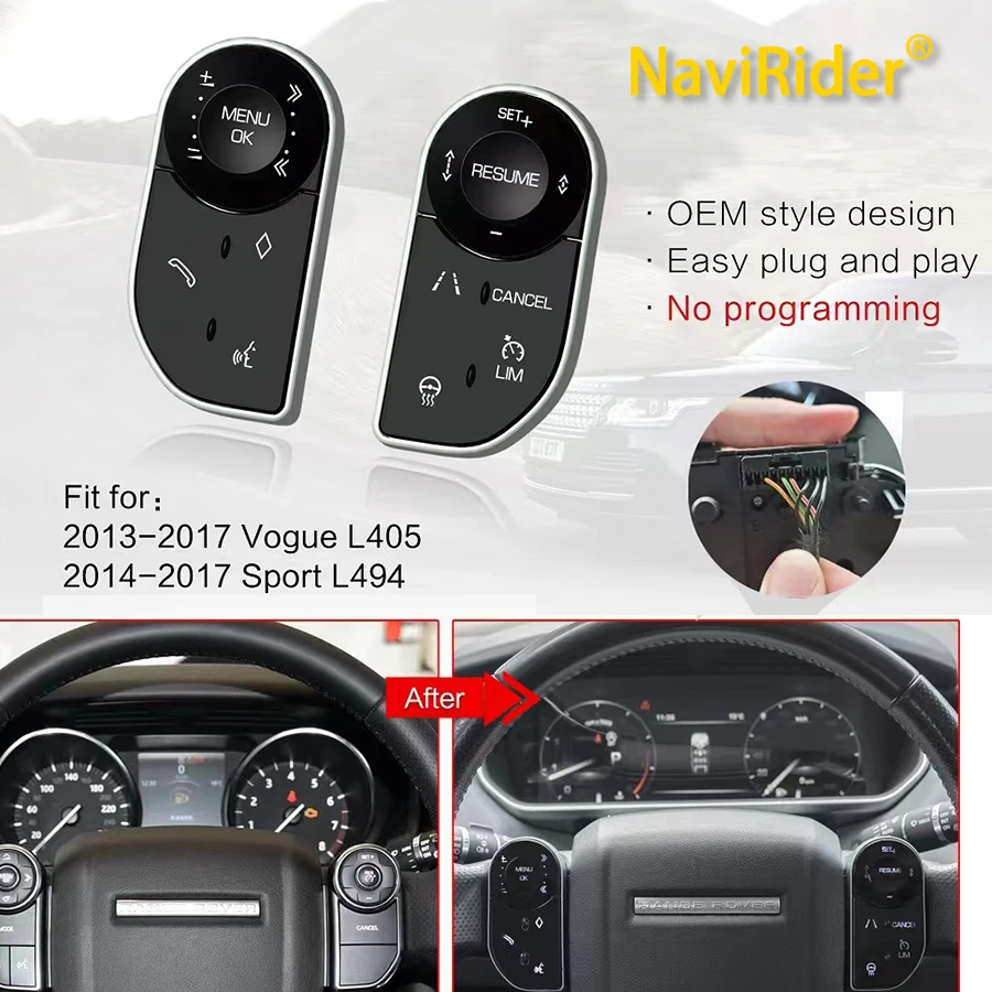 Steering Wheel buttons for Land Rover Range Rover Sport Vogue 2014-2017, plug and play