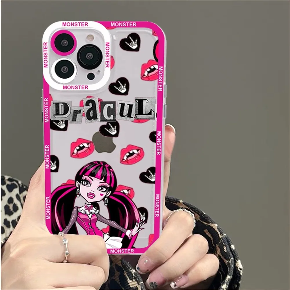 M-Monster Cartoon High Phone Case For iPhone 14 13 12 11 Pro Max Mini X Xs XR 6 7 8 Plus SE 2020 Transparent Case