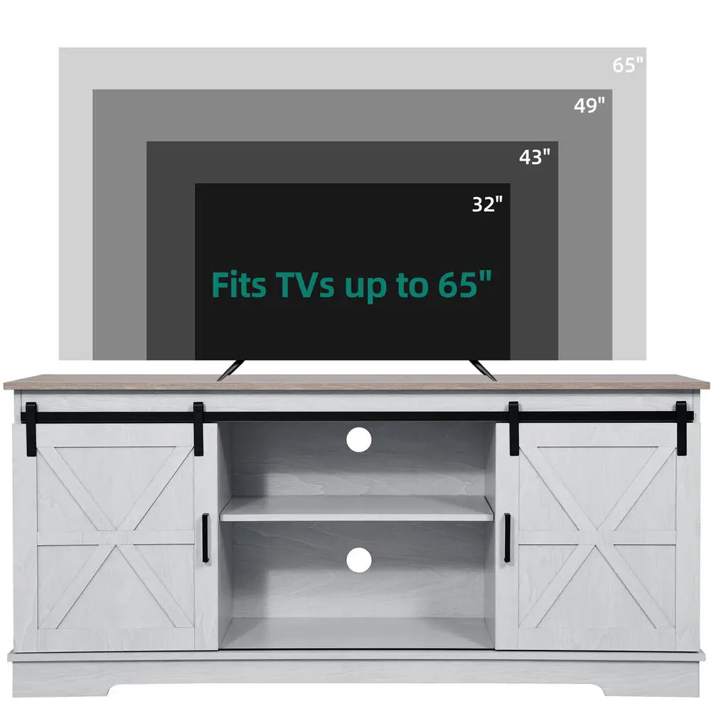 Soporte de TV para consola multimedia de centro de entretenimiento de TV de 65 pulgadas, con armarios de almacenamiento