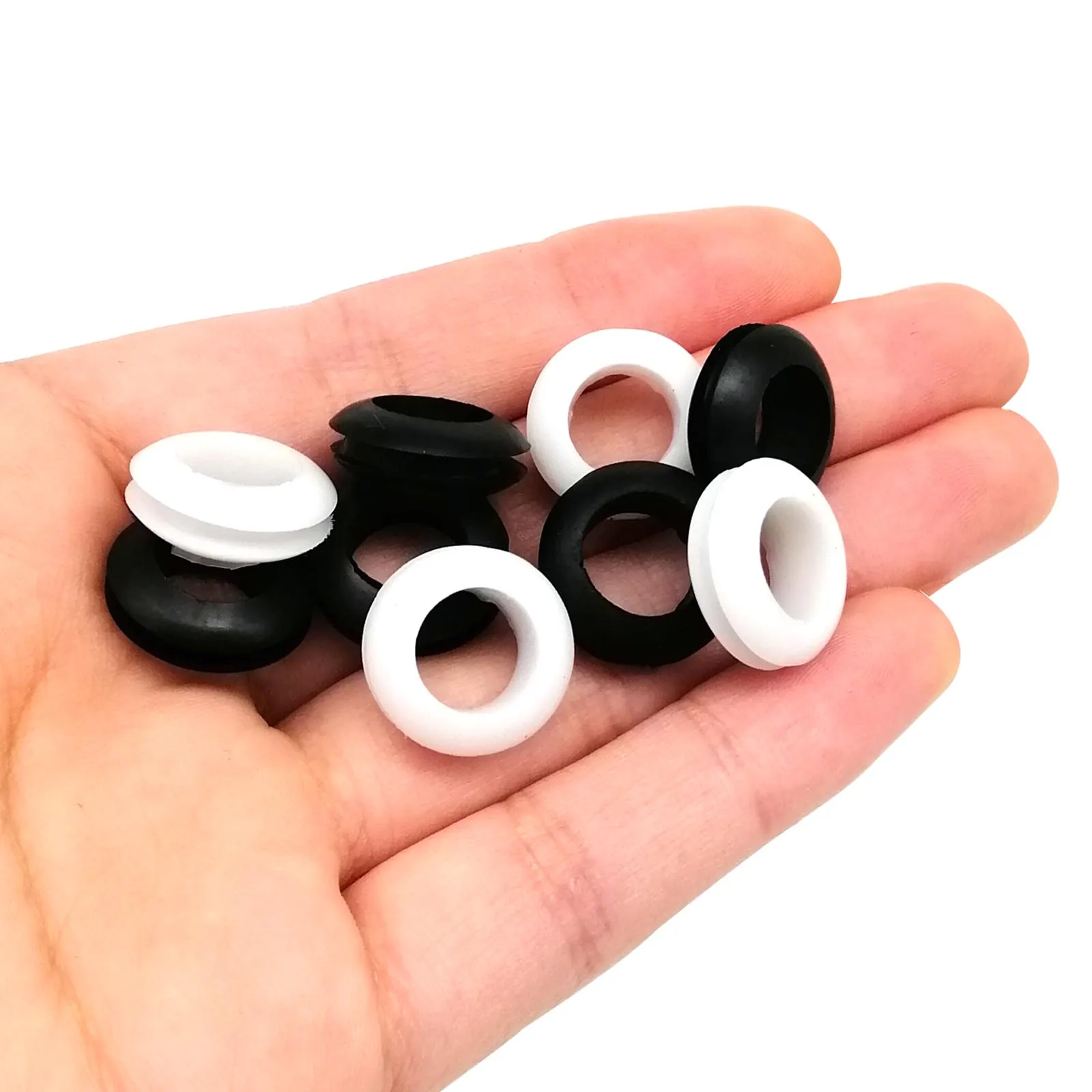 25pc ID 8/10/12mm Wire Cable Protect Rubber O Ring Oil Sealing Grommet Gasket Hole Shim Washer Black White Two-sided Double Face