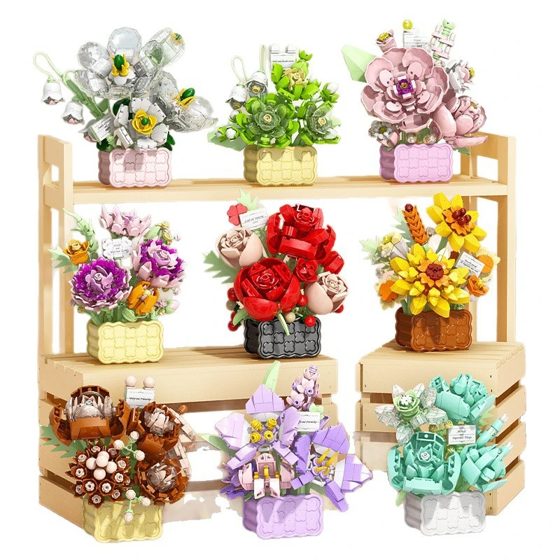 

Flower Building Blocks Flower Bouquet Potted Plant Bricks Rose Jasmine Sunflower Hibiscus Plant DIY Bricks Girl Birthday Gift