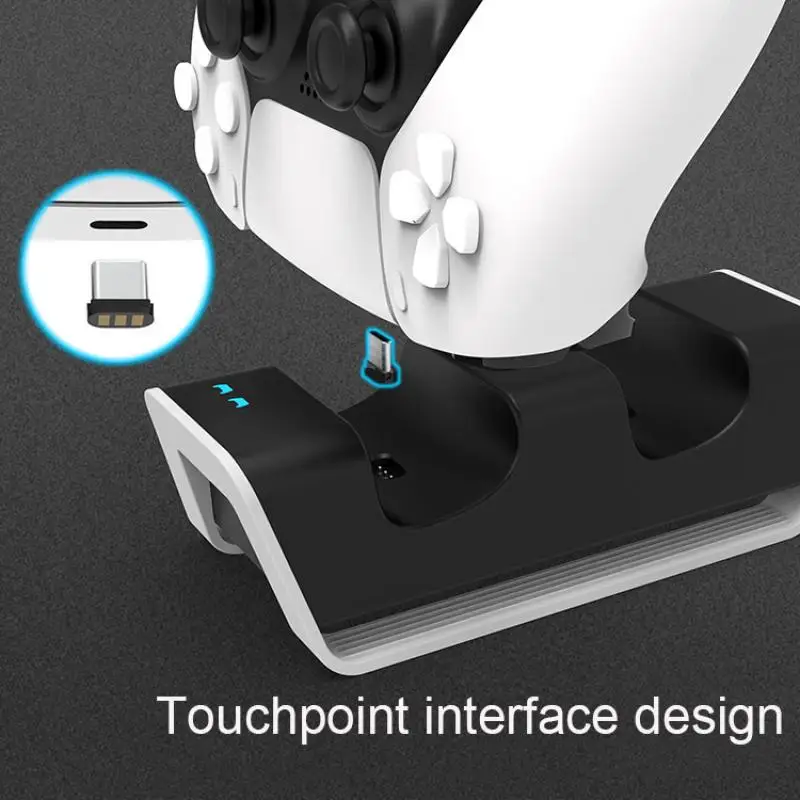 For PS5 Gamepad Charging Base PS5 Hollow Base Handle Double Charging with Led Light Touchpoint Conversion Head