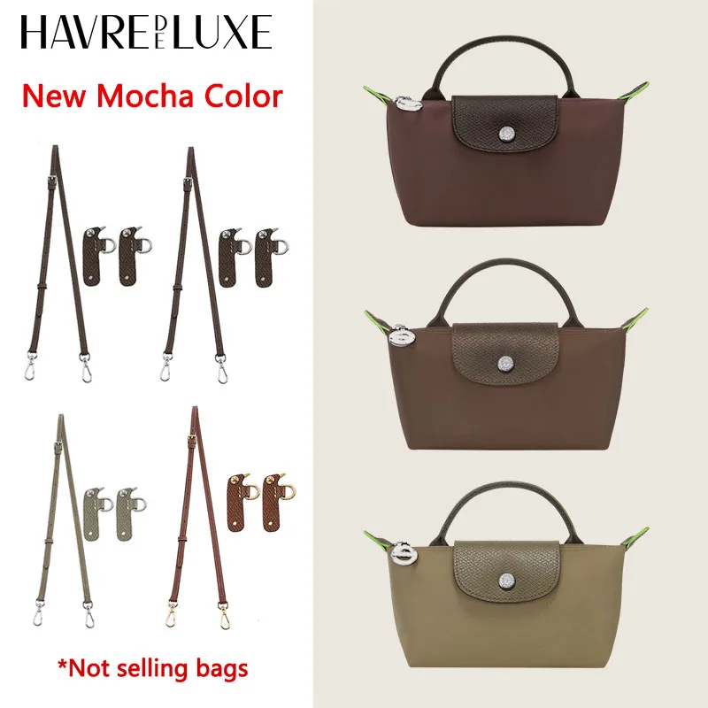 Cow Leather Replacement Crossbody Bag Strap Fit for Longchamp 2025 Mocha Moka  mini shoulder strap without punching modification