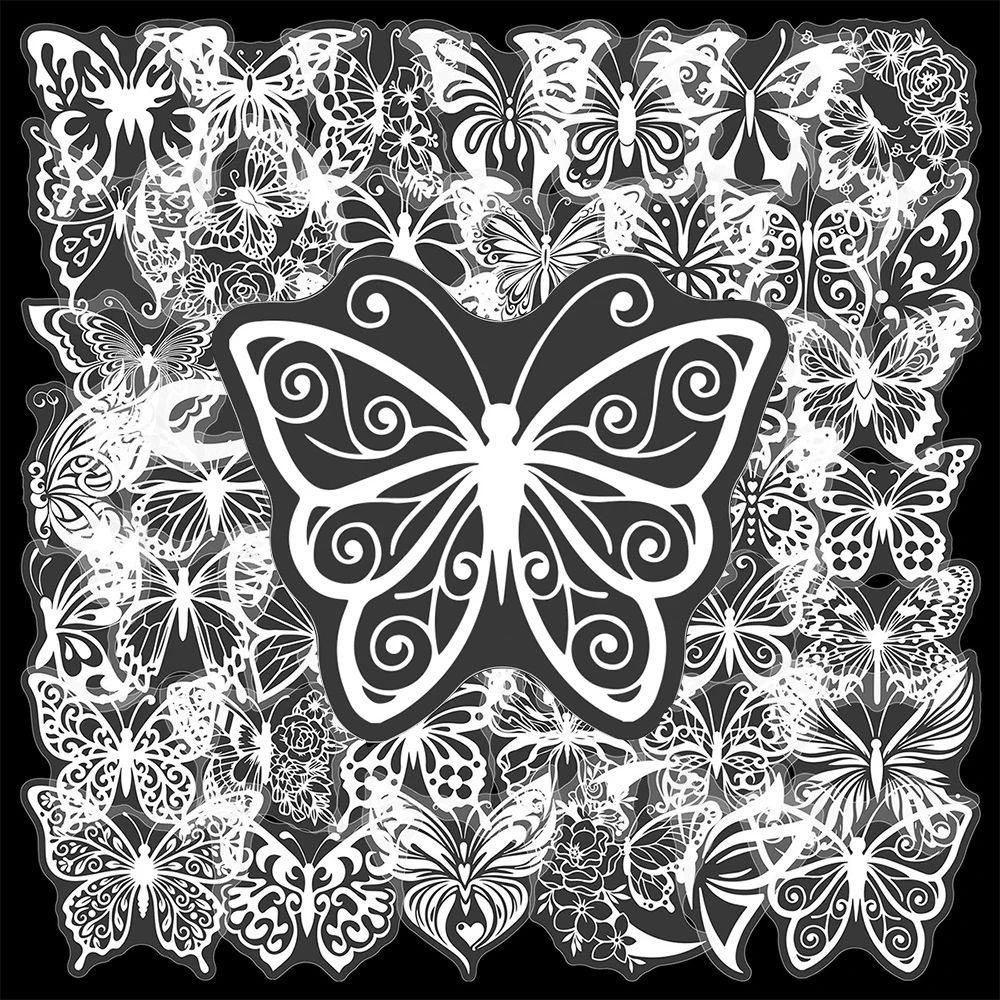 10/30/50pcs INS Style White Cute Butterfly Stickers Aesthetic Decoration Decals DIY Guitar Notebook Transparent Graffiti Sticker