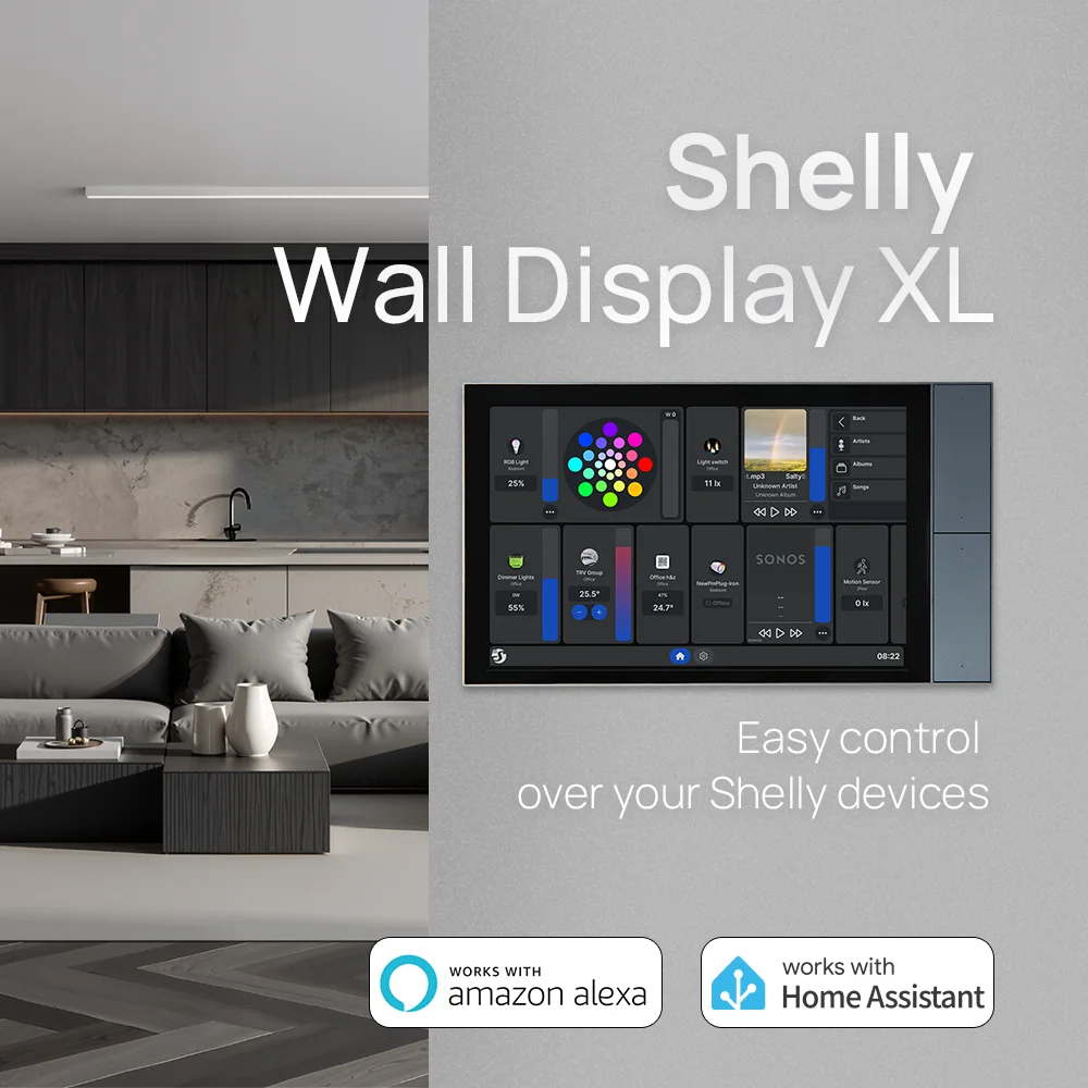 

Shelly Wall Display XL Smart Home Control Panel with 10.1 Touch Display Control Shelly Built Relay Switching Four Buttons