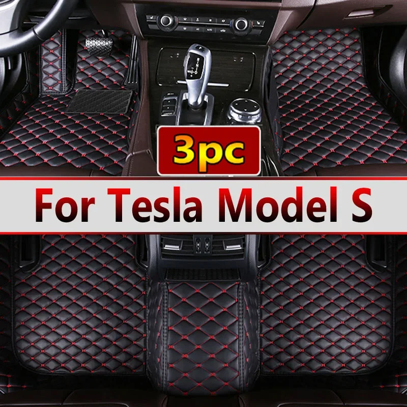 Car Mats For Tesla Model S 2012~2022 Luxury Carpet Auto Interior Parts Floor Pad Leather Mat Set Car Accessories Waterproof Rug