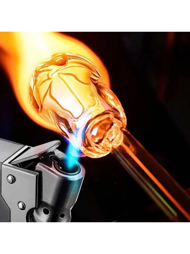 Nouveau briquet à gaz butane turbo en métal, anti-vent, inhabituel, pour cigarettes et cigares, gadgets de survie pour hommes