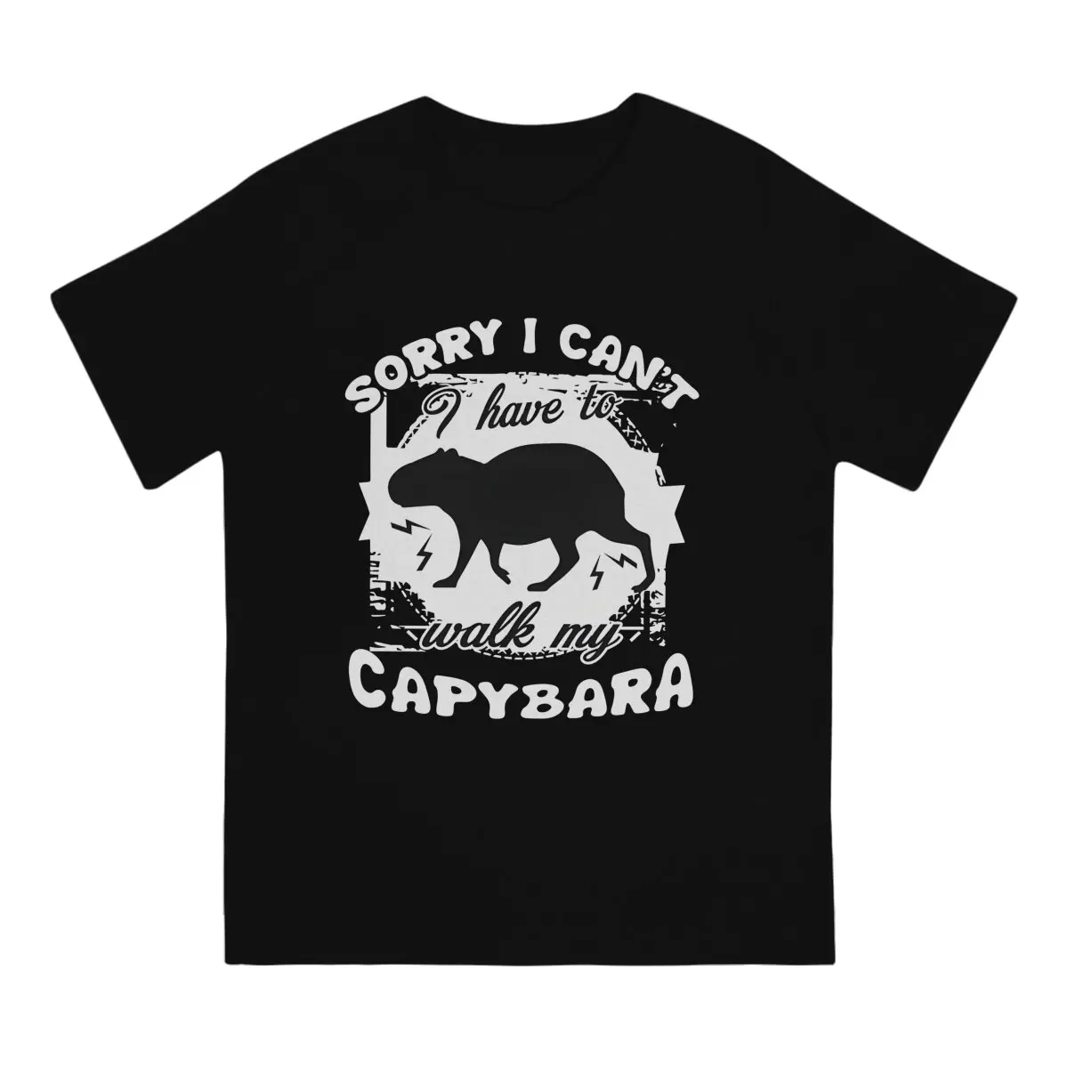 Capybara Have To Walk My Men's T Shirts capybara Funny Tees Short Sleeve Round Neck T-Shirts Pure Cotton Gift Idea Tops