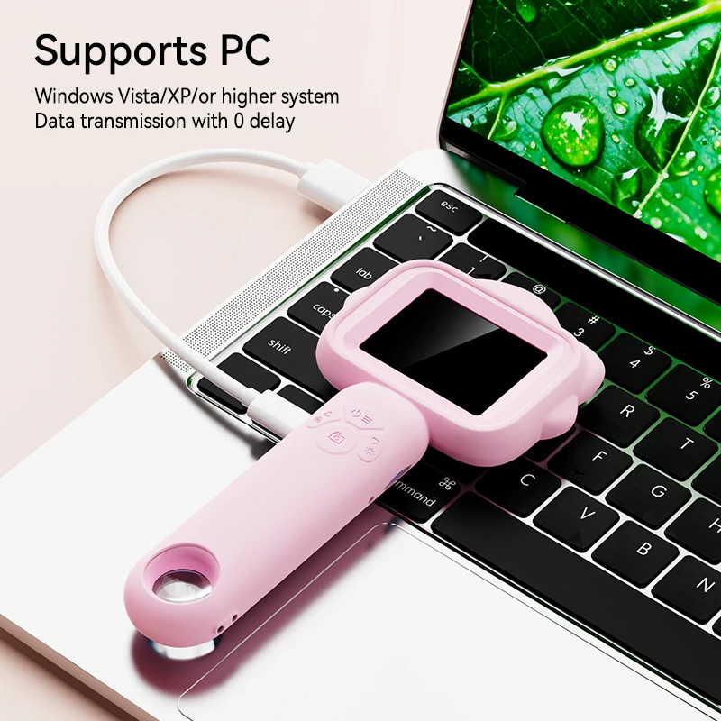 2.4 inch IPS Digital Microscope 500X Handheld Microscope for Kids for Toys with 8 Leds Microscope Outdoor for Plants, PC View