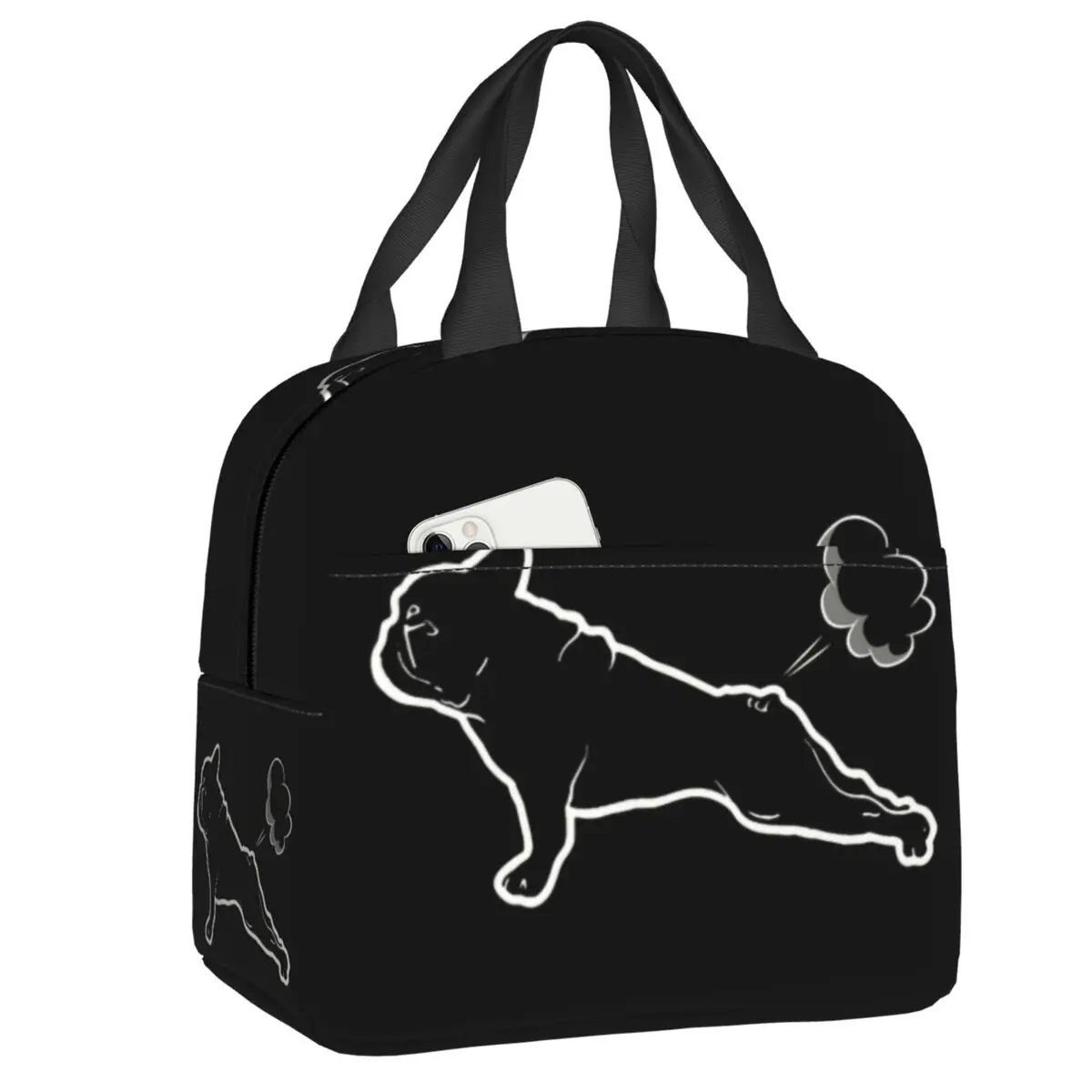 Vendita calda Bulldog francese Yoga Lunch Bag donna Warm Cooler Insulated Thermal Lunch Box per bambini School Work Picnic Food Tote Bags