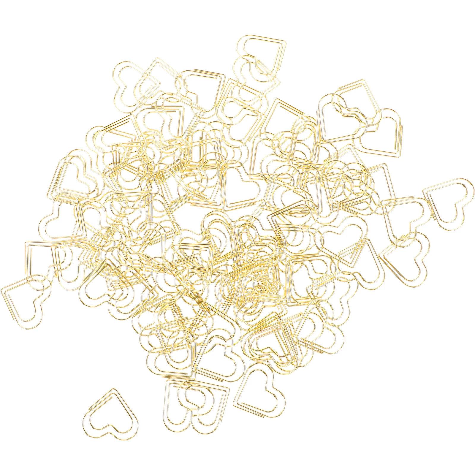 

100pcs Heart Paper Clips Metal Stationery Small Document Clamps Rose Gold Office Supplies Creative Shaped