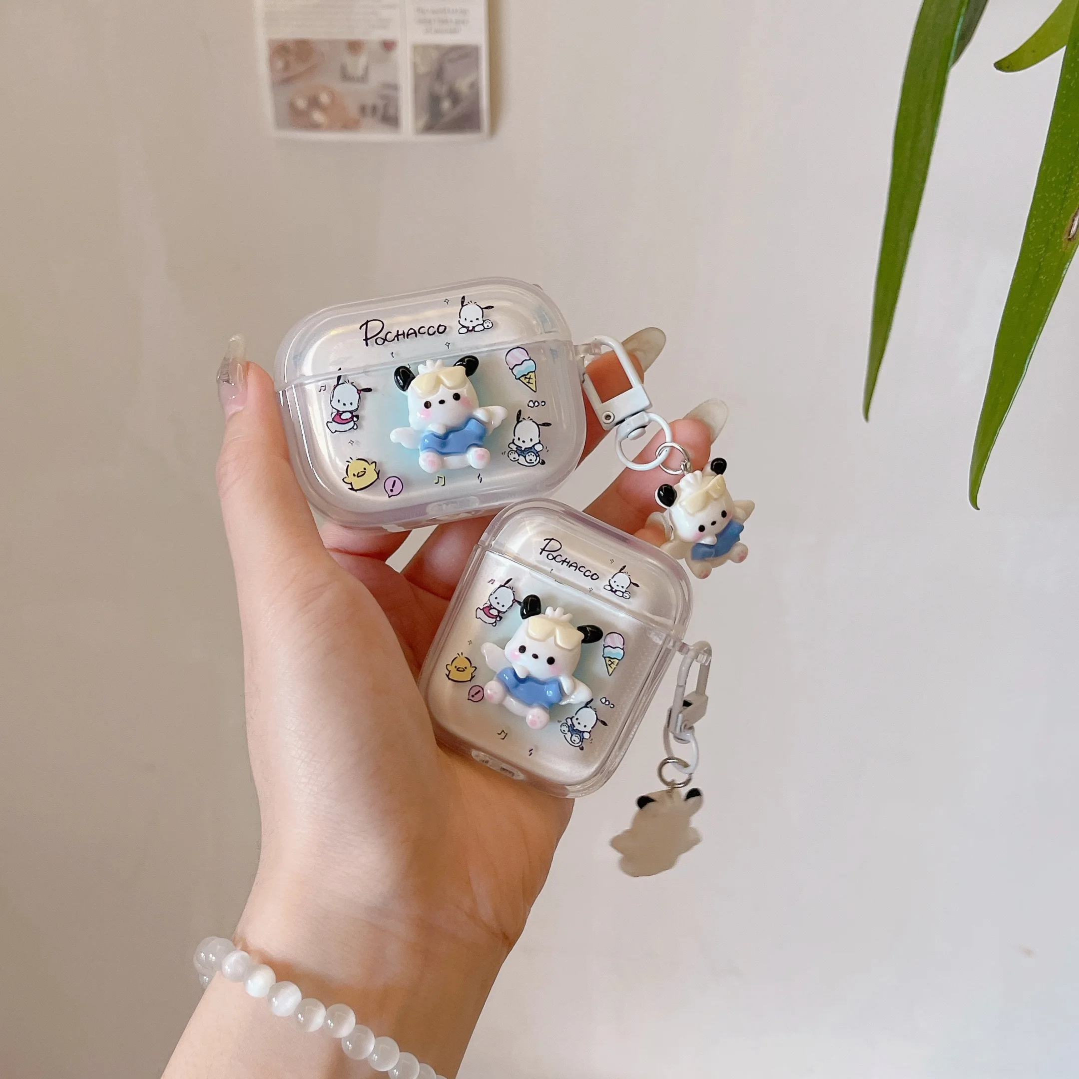 

New style Holiday Gift Sanrio Cute Pochacco Cartoon Anime, Plastic drop-proof headphone case For Airpods 4, 1, 2, 3, Pro, Pro2