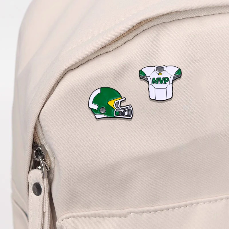 4 Styles Funny Sports Rugby Theme Enamel Brooches American Football Helmet Jerseys Trophy Cup Shaped Lapel Pins Gift For Fans