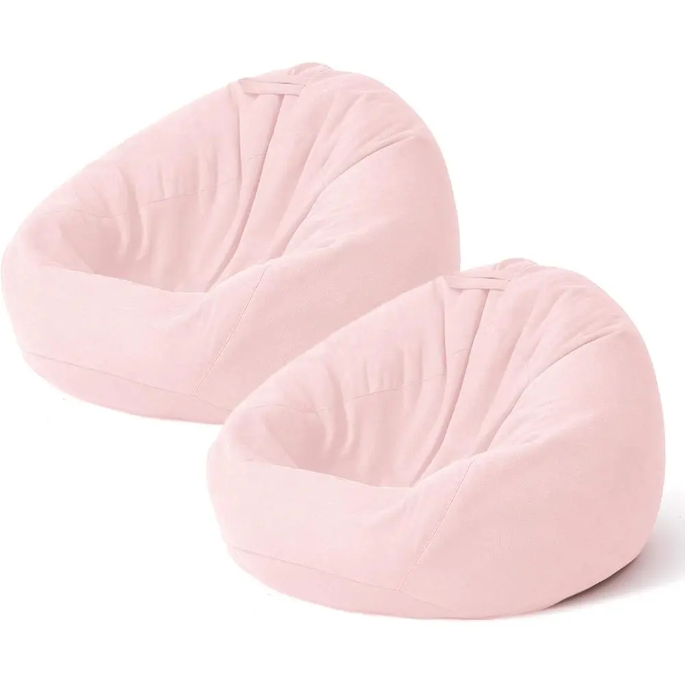 2Pcs Bean Bag Chair Cover (No iller) Small Bean Bag Chair or Kids & Teens - Stued Animal Storage - un and unctional (Pink, Mediu