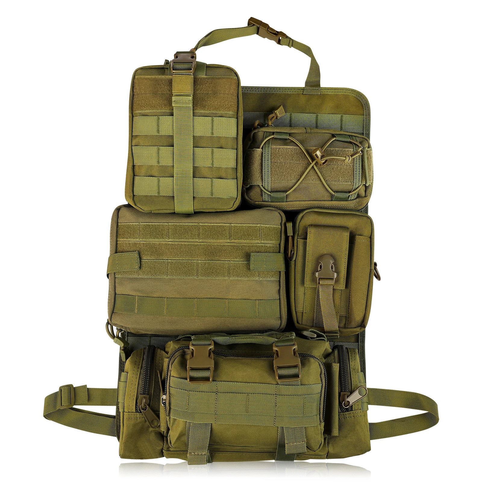 Universal Car Rear Seat Tactical Storage Bag With 5 Molle Pouches Vehicle Molle Panel Hanging Organizer Storage Bag Auto Interio